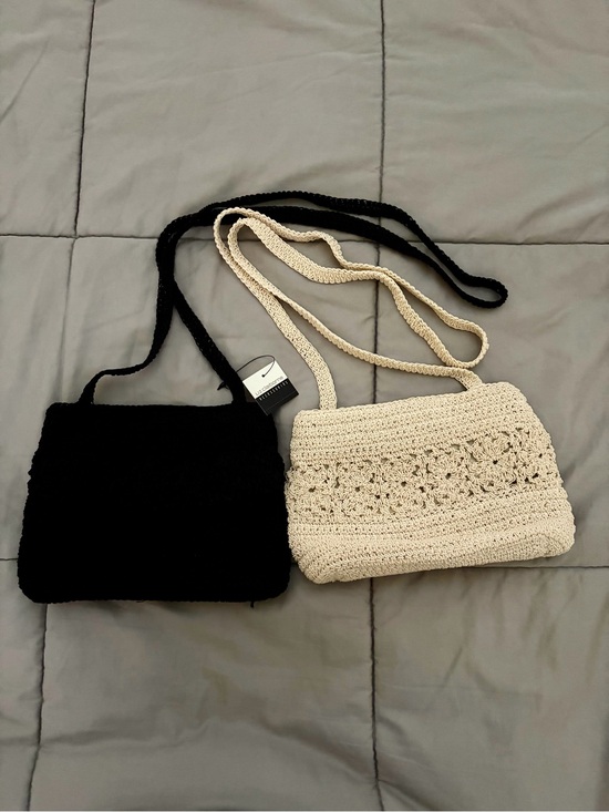 Liz Claiborne Handbags - Crochet Crossbody Bag - Black and Cream by Liz Claiborne